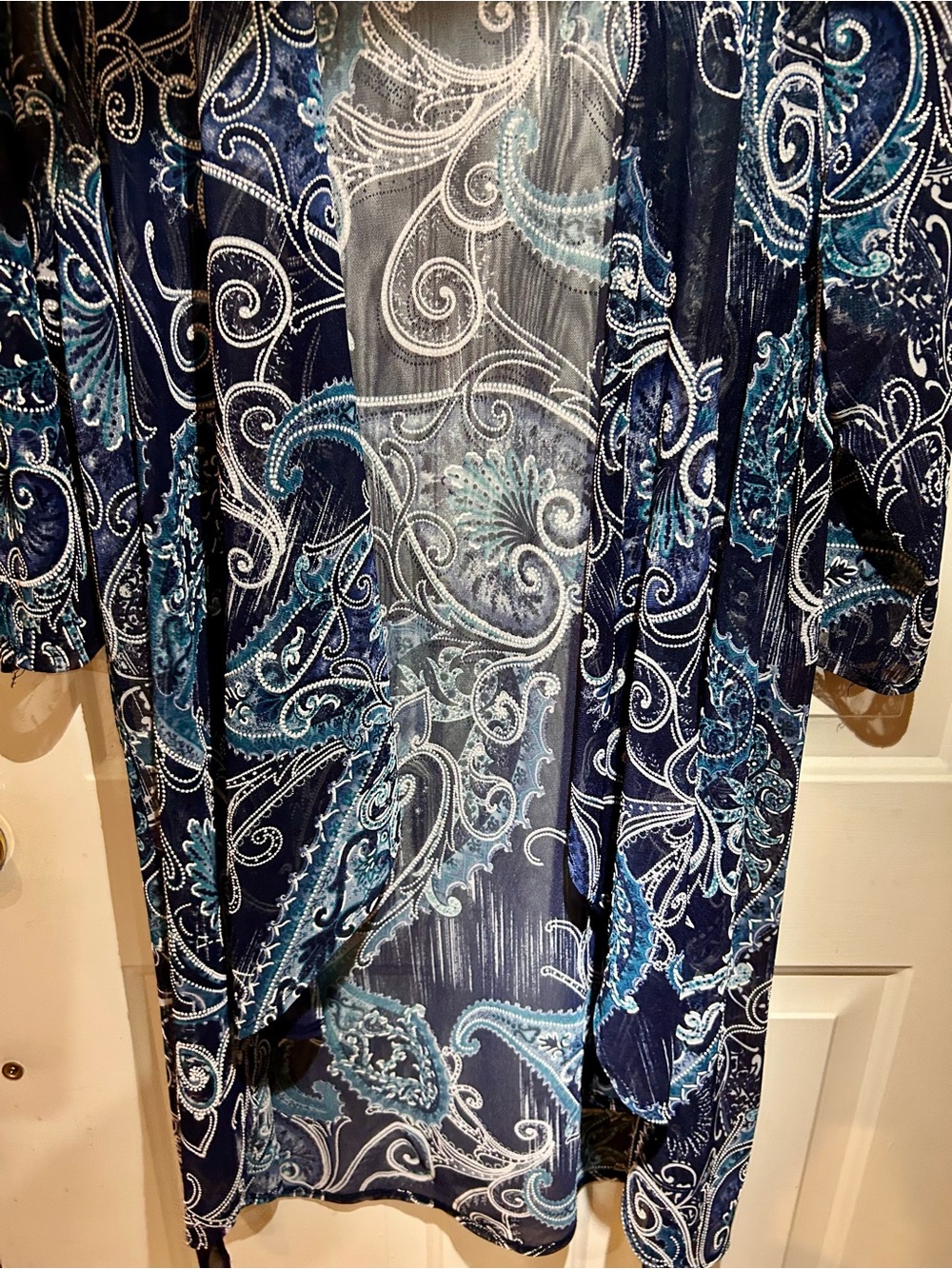 R&M Richards Navy and Teal Paisley Layered Dress Set - Picture 12 of 13